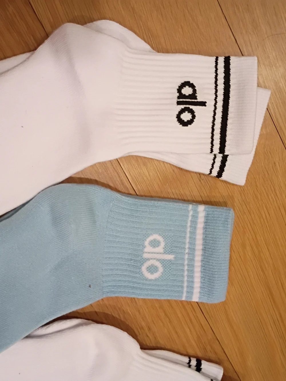Alo Yoga 3 Pack Half Crew Socks White And Blue